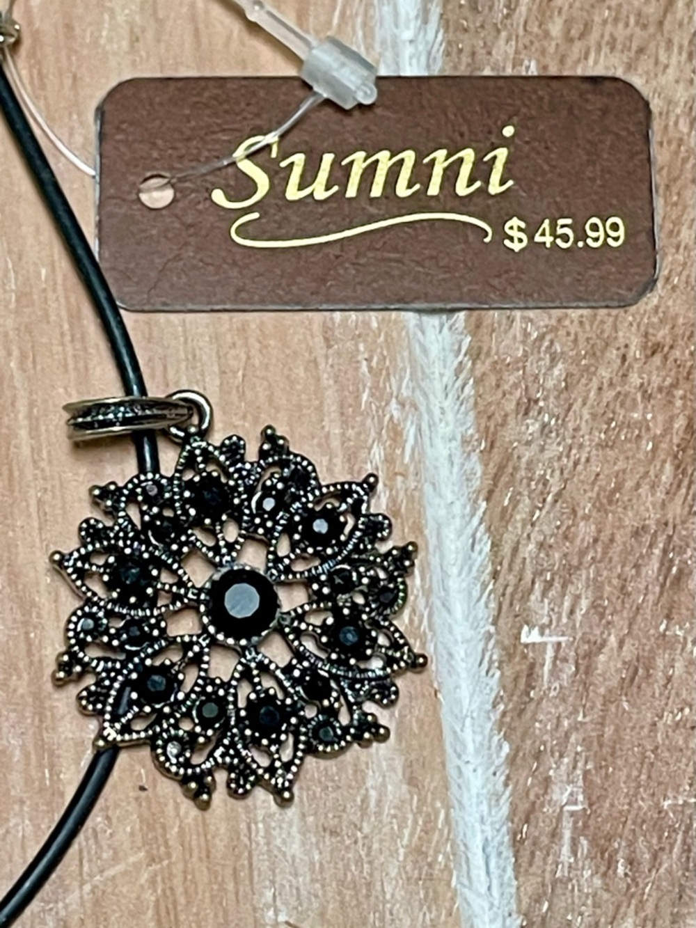Black Filigree Pendant Necklace